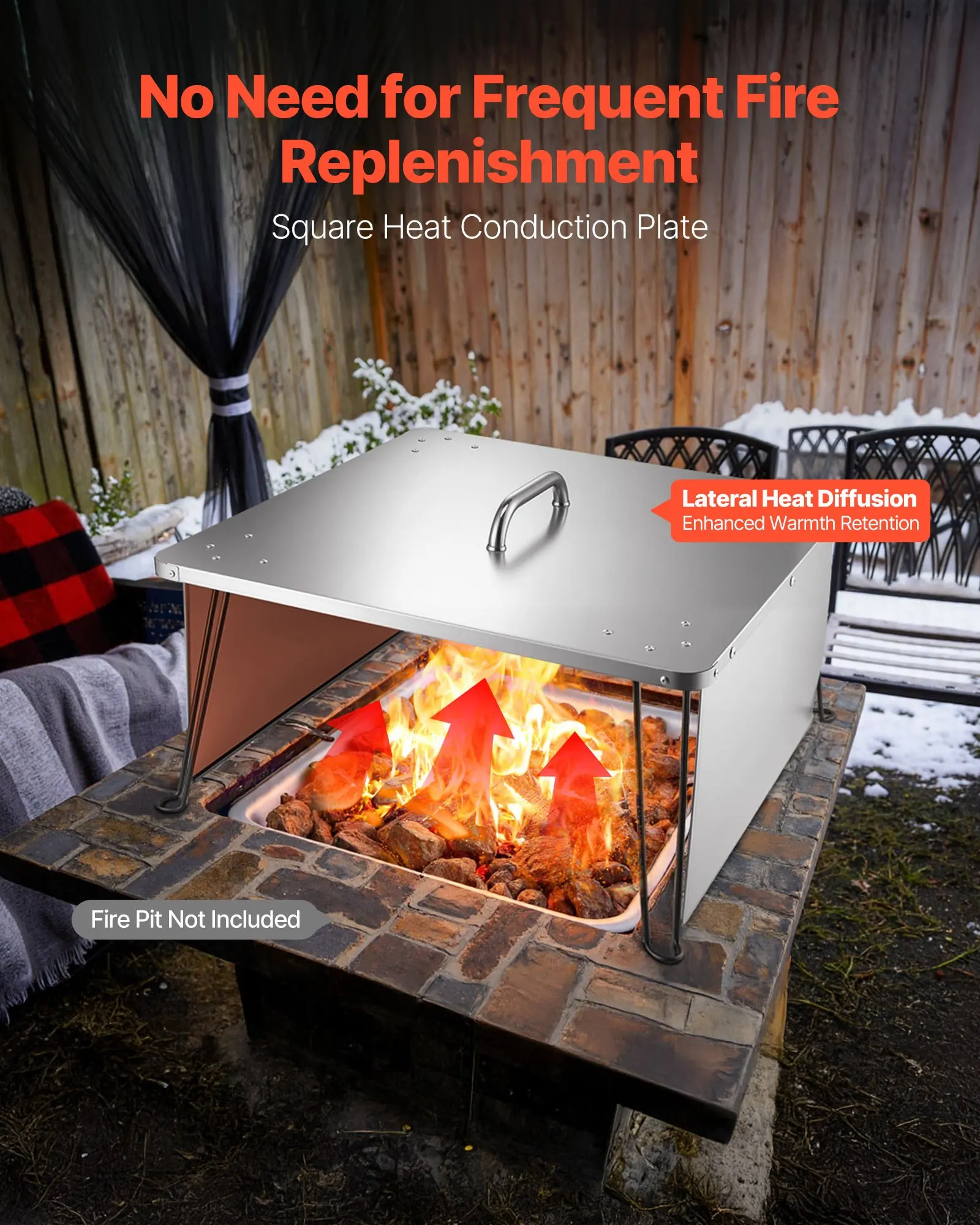 Fire Pit Heat Deflector 25x25x14 In Outdoor Burner Cover Stainless Steel