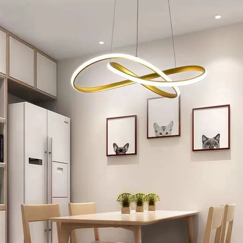 Modern Nordic LED Hanging Pendant Lamp Kitchen Light Fixtures Dining Room Loft Home Decor Lighting Black White Coffee Golden