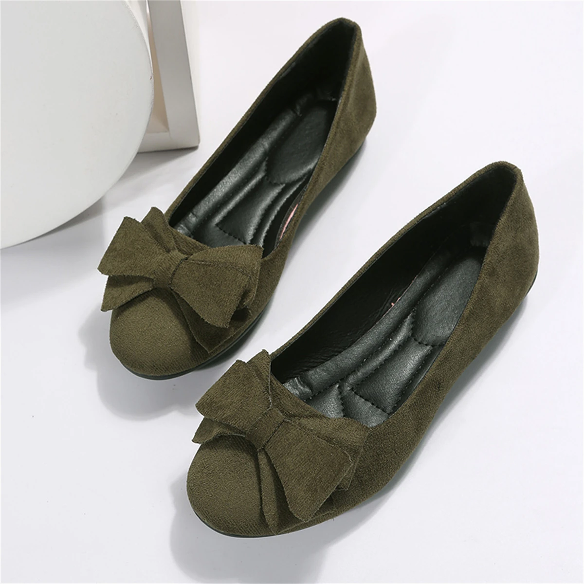 Spring and Autumn Casual Fashion Round Toe Flat Solid Color Comfortable Non-slip Wear-resistant Simple Bow Women's Shoes