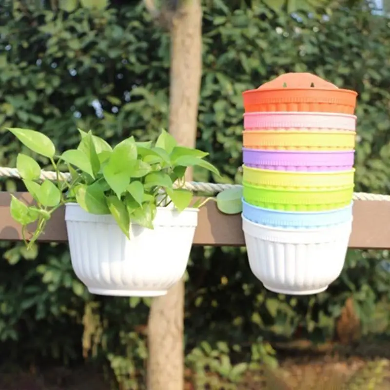 QX2E 2Pcs Plastic Wall Hanging Imitation Hanging Flower Pot Space-Saving Wall Mounted