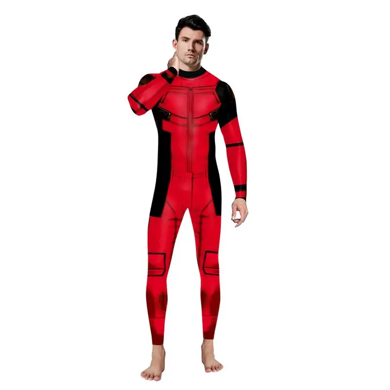 Halloween Feest Jumpsuit Full Body Film Held Cosplay Kostuum Mannen 3d Print Zentai Pak Fantasie Show Performance Bodysuit