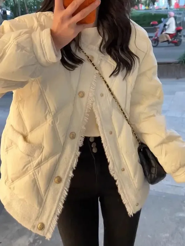 

plus Size 300 Pou Thiened Warm Cotton Jaet Outerwear ex Autumn Winter Loose Fit Faionable Urban Sle Button up