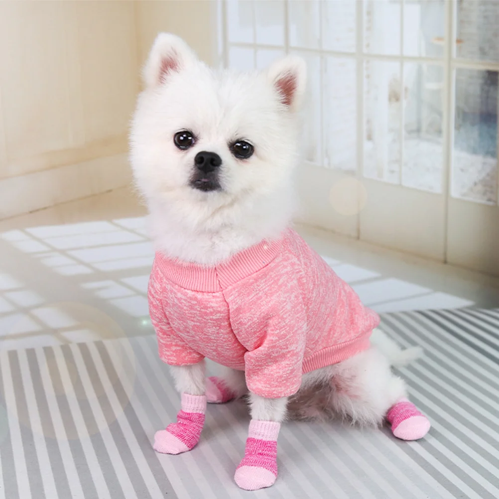 

2Sets Non-Slip Elastic Dog Socks Comfortable Anti-Slip Pet Sock Cartoon Pattern Durable Leg Protection Non-Slip Dog Sock