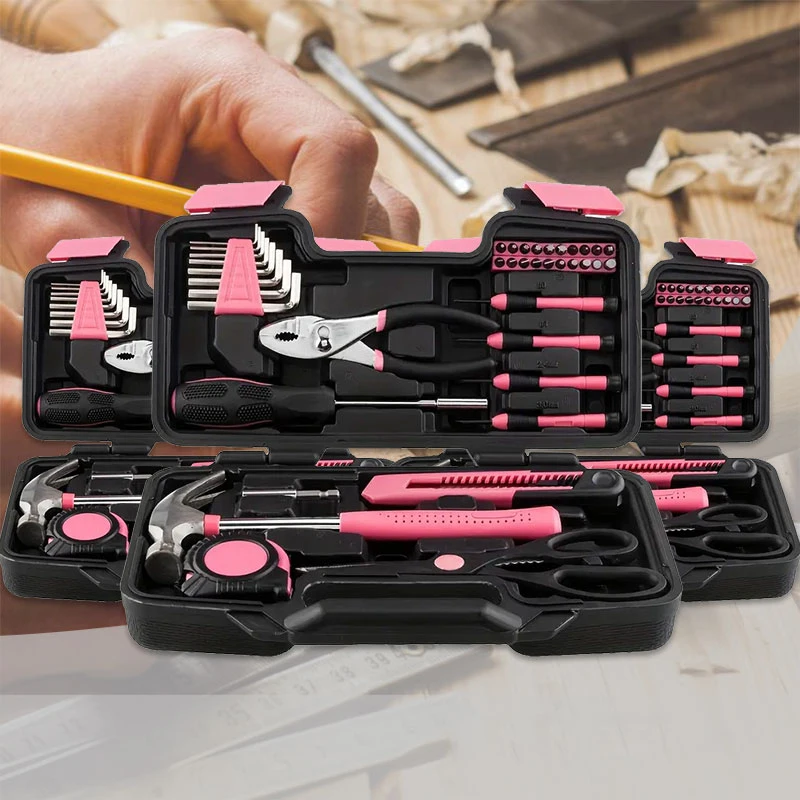 

Набор инструментов розового цвета 39, набор для обслуживания сада, инструменты для ремонта дома, компактный набор инструментов