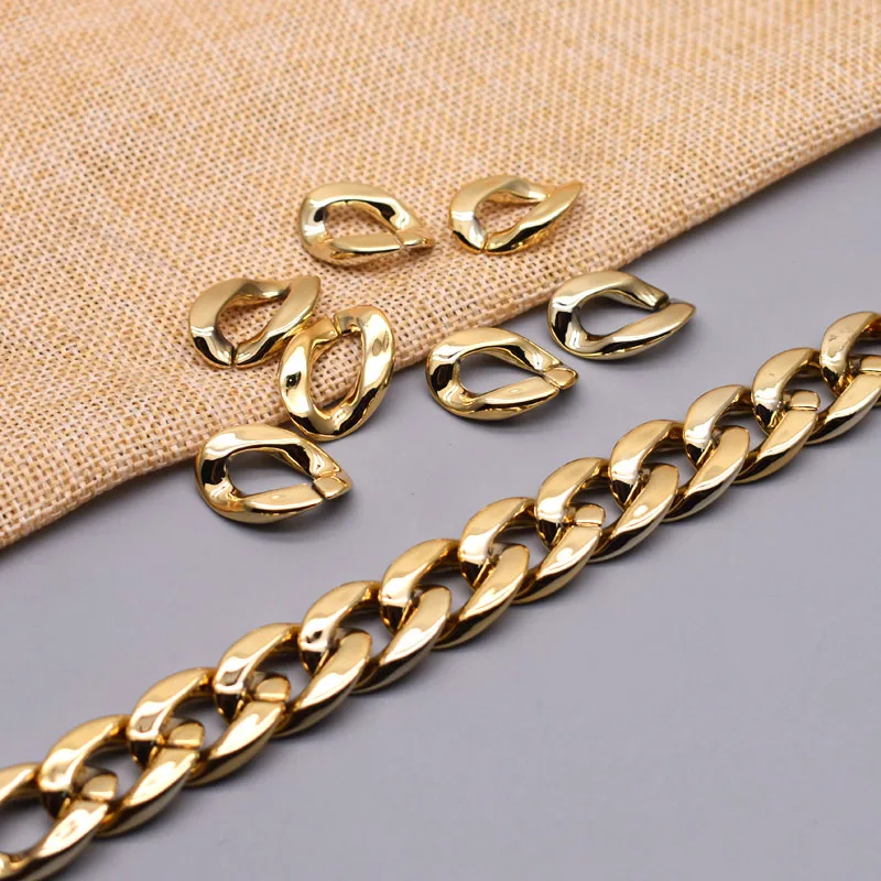 Gold Color Acrylic Buckle Beads 17x24mm Acrylic Link Chain Hook Clasp Connector Opening Chain Link Loops Accessories