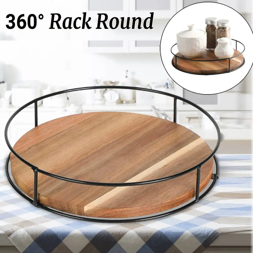 Mesa giratória preguiçosa susan giratória 360 graus versátil rack de armazenamento giratório redondo de madeira para casa cozinha despensa