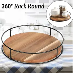 360 Degree Rotating Lazy Susan Turntable Versatile Rotating Storage Rack Round Wooden for Home Kitchen Pantry