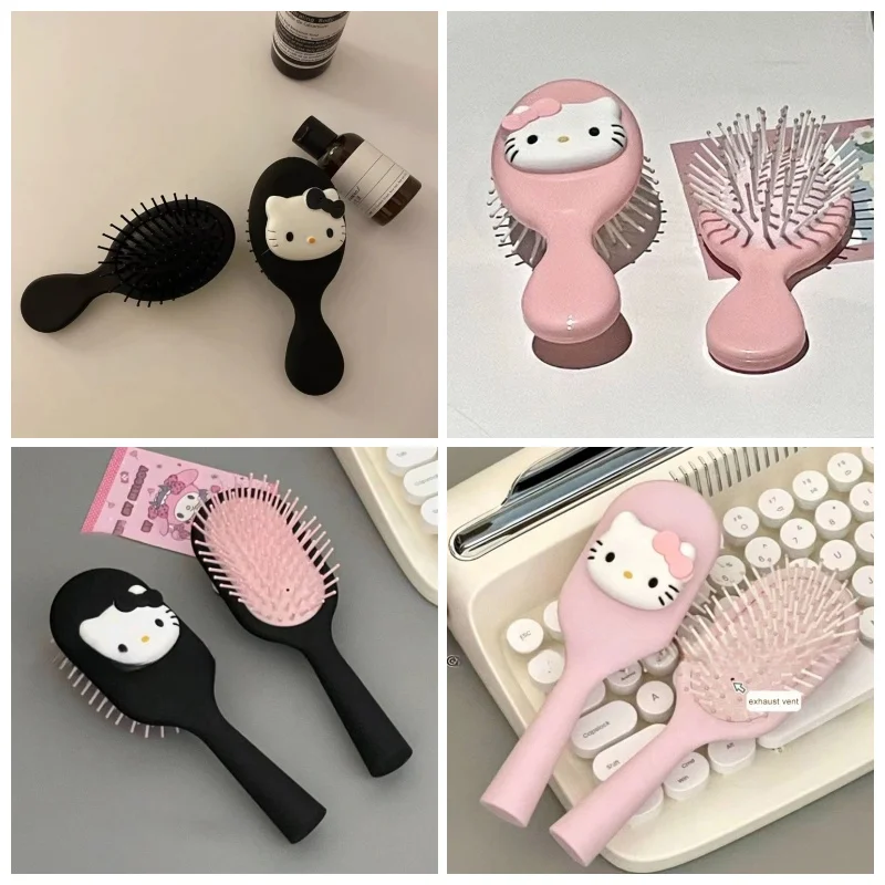 1PC giapponese Hello Kitty nero simpatico cartone animato cuscino d'aria Airbag massaggio pettine pettine per capelli per ragazze portatile a casa regalo creativo