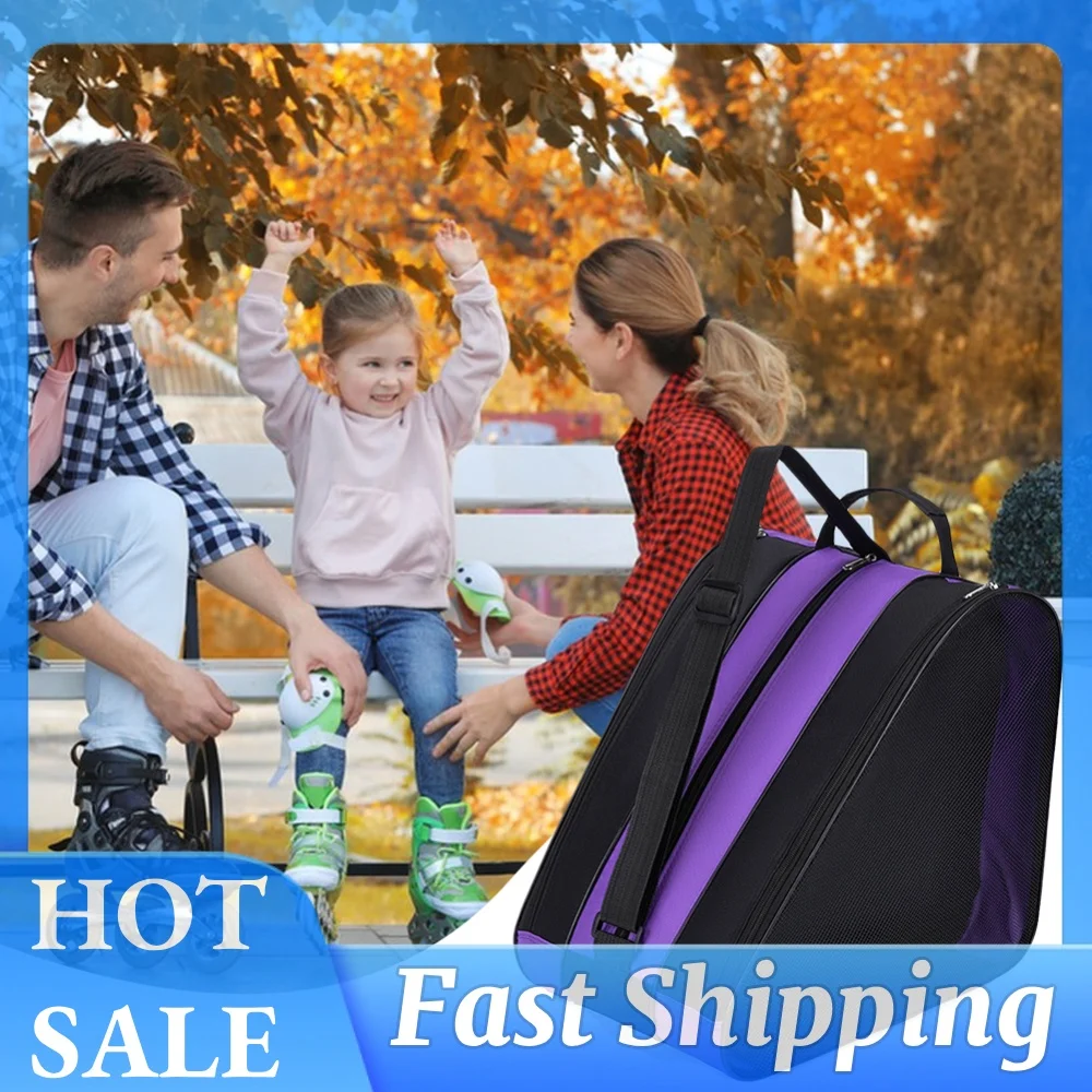 Roller Skate Bag Ice Skate Shoes Bag Oxford Cloth Skiing Roller Skate Storage Bag Multi-Compartments Roller Skate Accessories