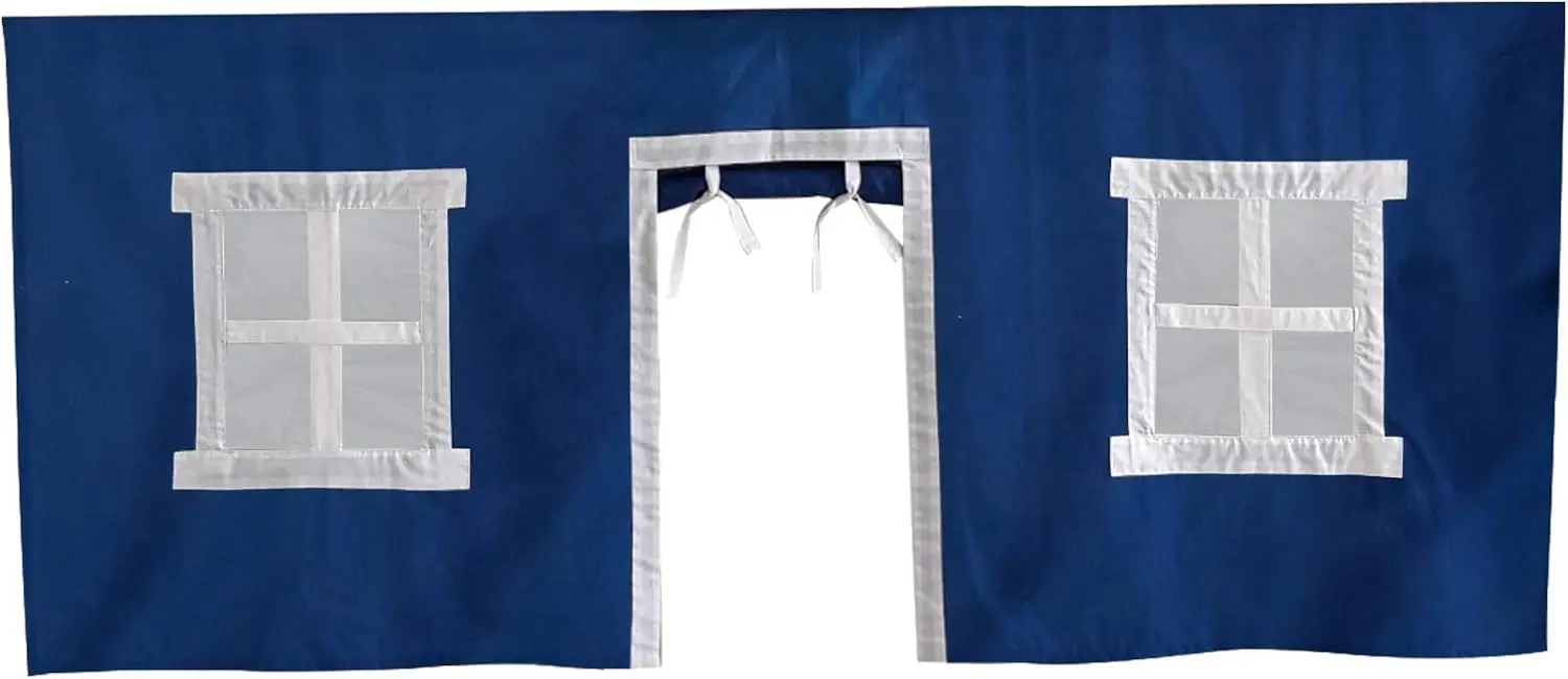 

Занавеска конфиденциальная под кровать для низкой двухъярусной/Лофт-кровати, комплект 2-х игровых занавесок-Горячий синий/белый хлопок