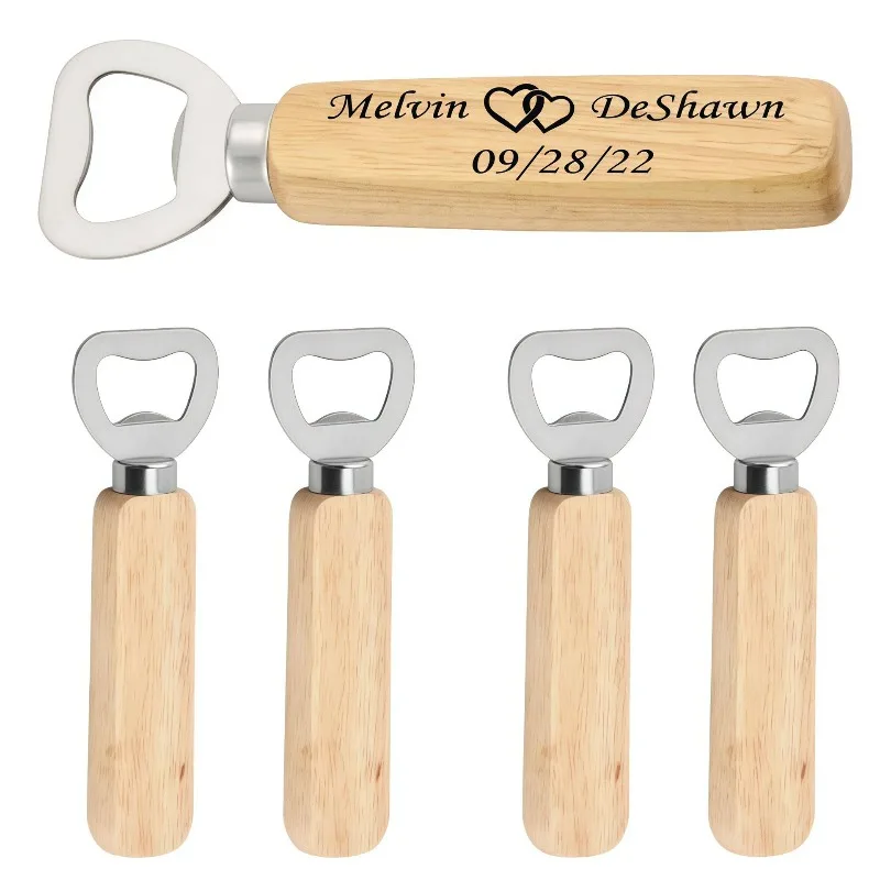 

Wooden handle wine and beer bottle opener, simple and portable. Wooden beverage bottle opener logo 20-40 pieces