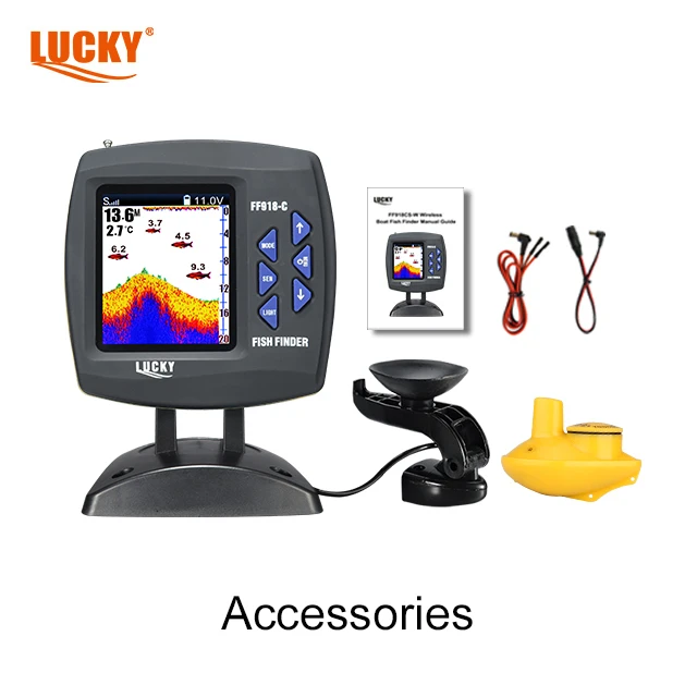 Lucky Bait Boat Fishfinder FF918CDS-WT Dot-Matrix-display met draadloze sensor en transducer Fishfinder voor tweeërlei gebruik Fishing Equ