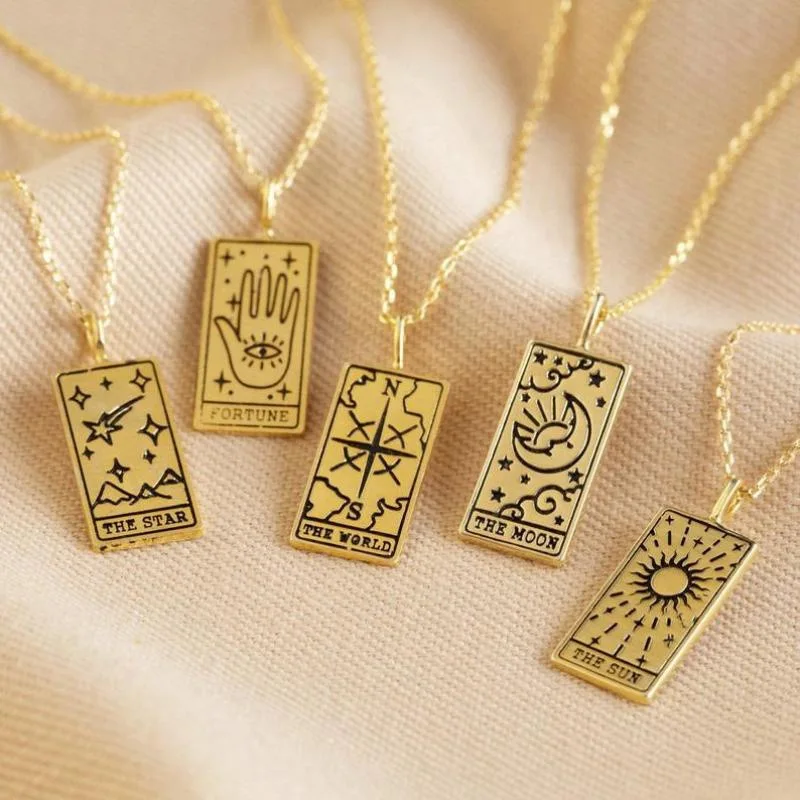 Aesthetic Tarot Cards Esotericism Necklace Stainless Steel Jewelry 2023 Collar Tarot Good Luck Amulet The Major Arcana Pendant