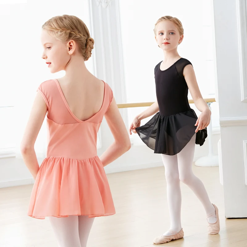 Robe de Ballet pour filles, Tutu, justaucorps, sans manches, jupe de danse en mousseline de soie, tenue d'entraînement de Ballet d'été