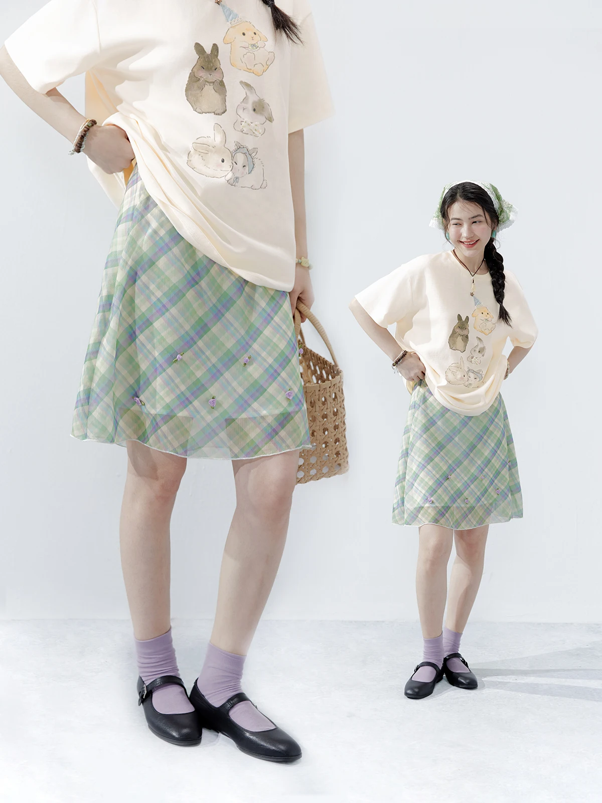 

Summer Unique Large Size Plaid f Skirt Women's Vintage Sle Cheese Eating Simulation Faionable ort Skirt for plus Size