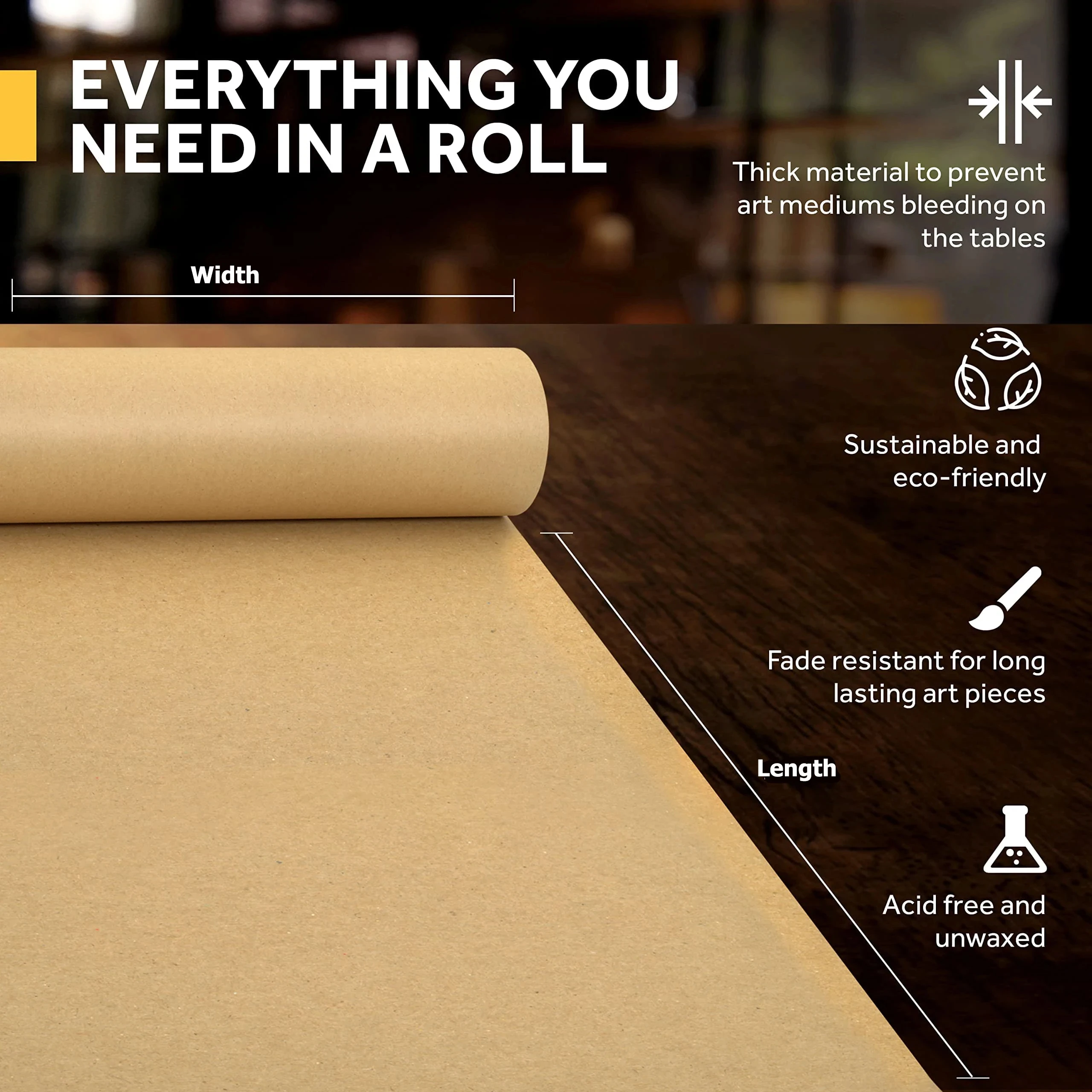 Kraft Paper Brown Ideal for Gift Wrapping Packing Roll for Moving Art Craft Shipping Floor Covering Wall 100% Recycled Material