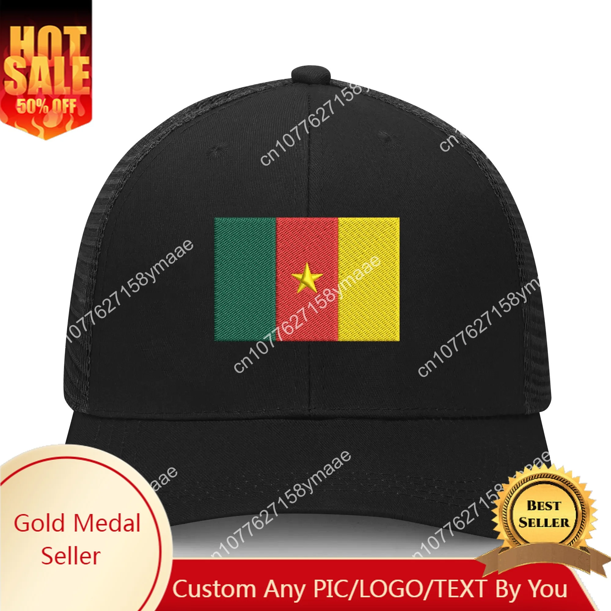 Cameroon Flag Embroidery Hat Mens Womens Sports Baseball Hat Breathable Mesh Summer Sun Visor Headwear Custom Made Caps Logo