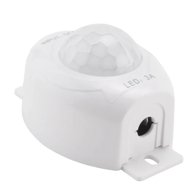 Y43A-5X PIR Detector de sensor de movimento infravermelho DC5-24V Auto On Off Timer Switch LED Light Body PIR Sensor de movimento lâmpada (branco)