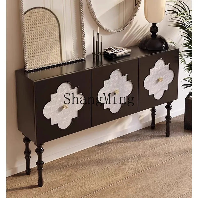 

ZYY retro solid wood porch cabinet milk feng shui paint craft shell foyer decorative storage compartment