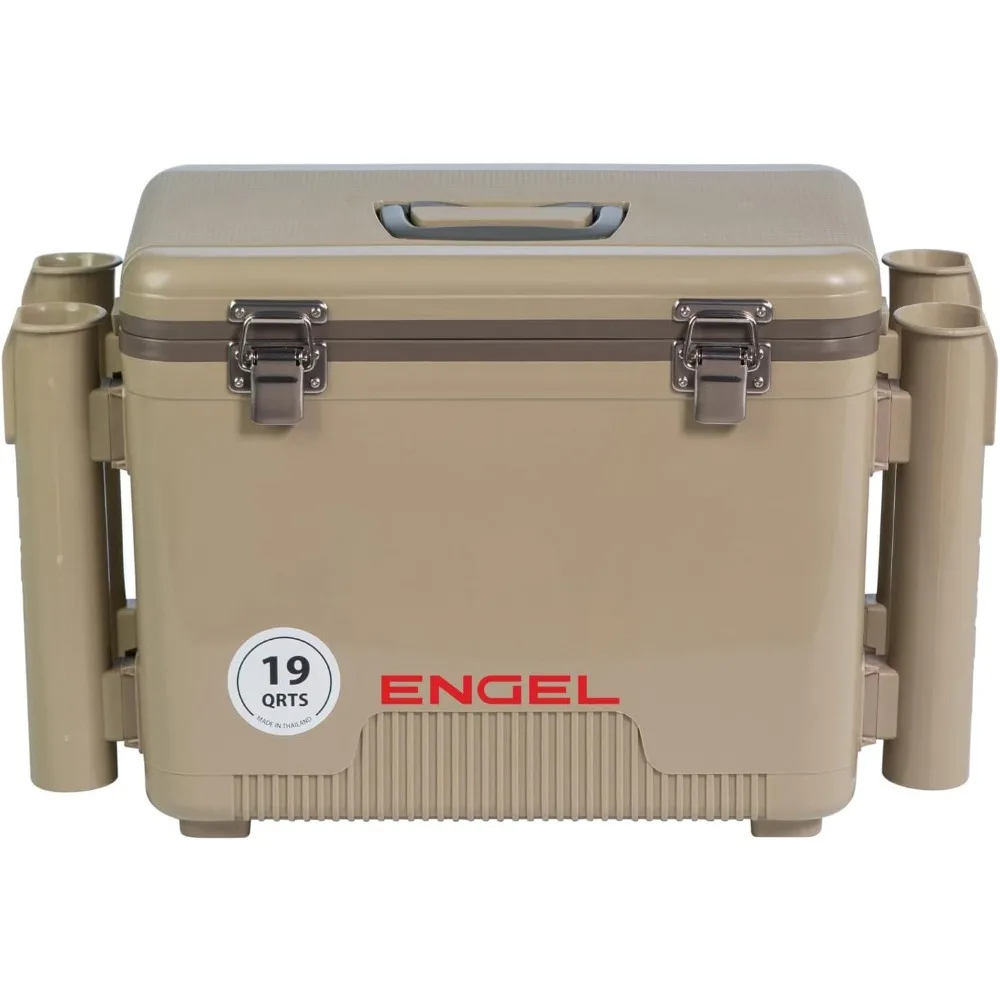 

=qt Leak-Proof, Air Tight, Fishing Drybox Cooler with Built-in Fishing Rod Holders, Also Makes The Perfect Small H=