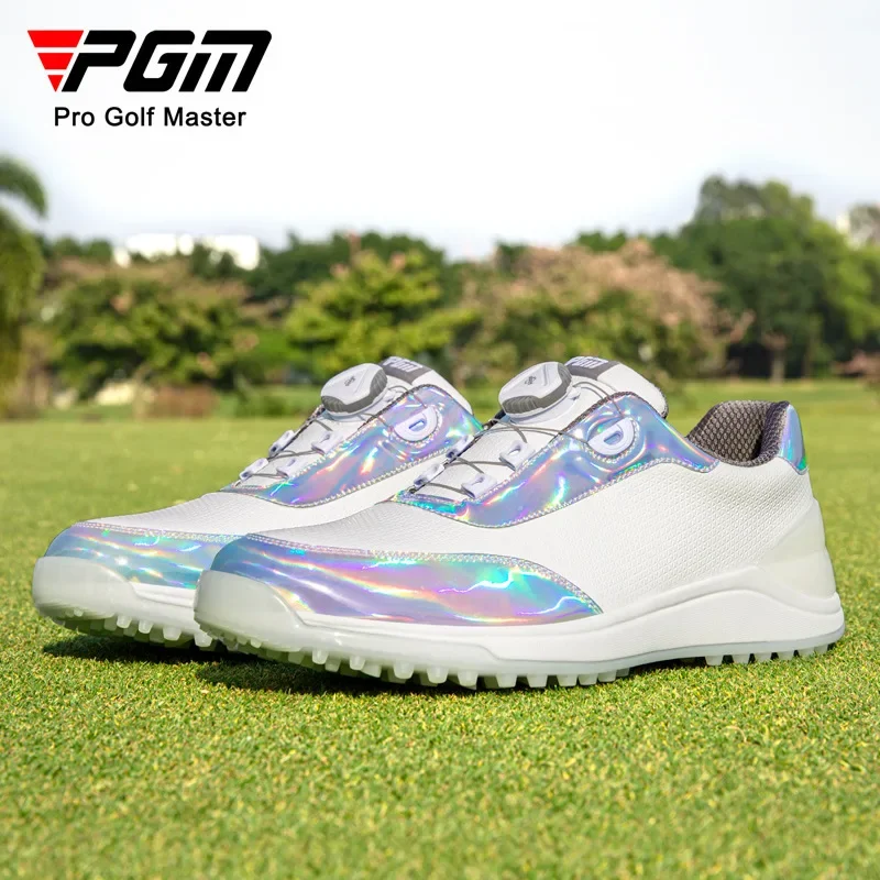 PGM Golf Men's Shoes with Colorful Laser Design Knobs Laces Soft Sole Sports Shoes Anti slip Nails