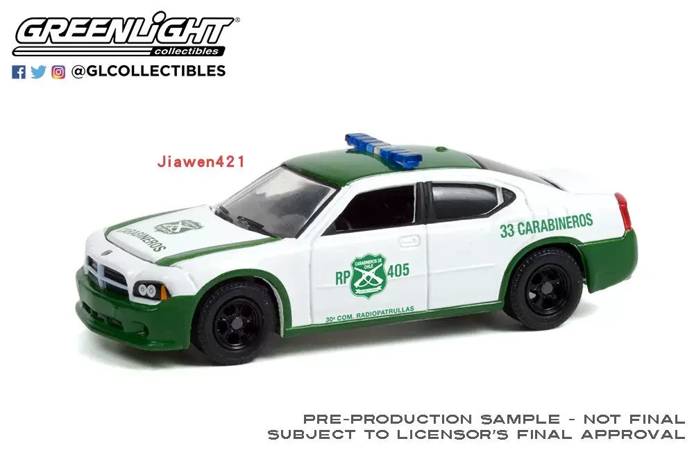 1:64 2006 Dodge Charger Chilean Armed Police Car Diecast Metal Alloy Model Car Toys For Gift Collection