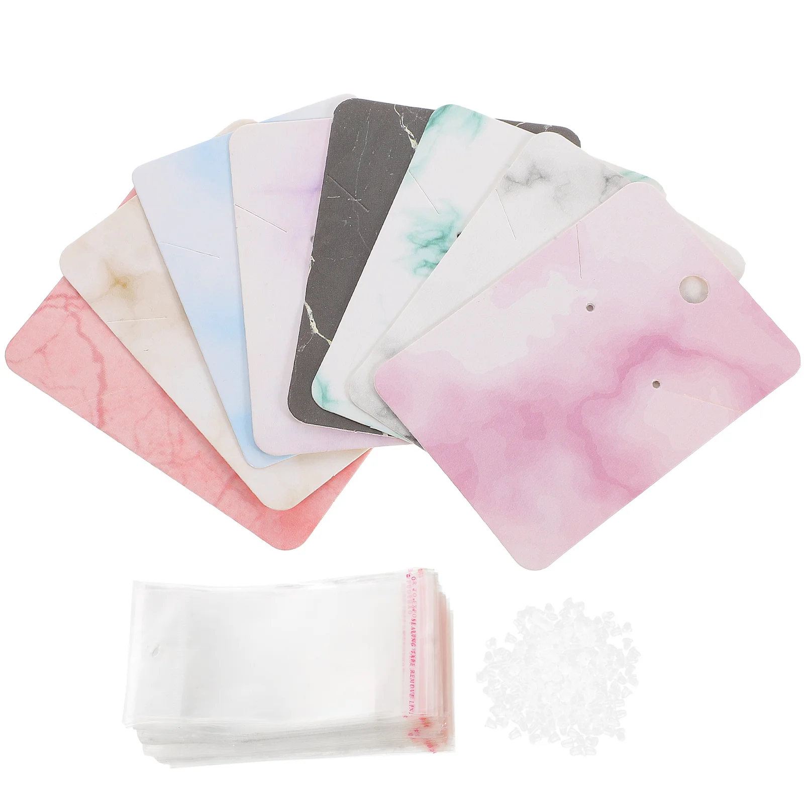 مجموعة واحدة من بطاقات عرض المجوهرات، مجموعة من بطاقات القرط بنمط رخامي متضمنة لقلائد الأذن، منظم حامل تغليف الهدايا #6