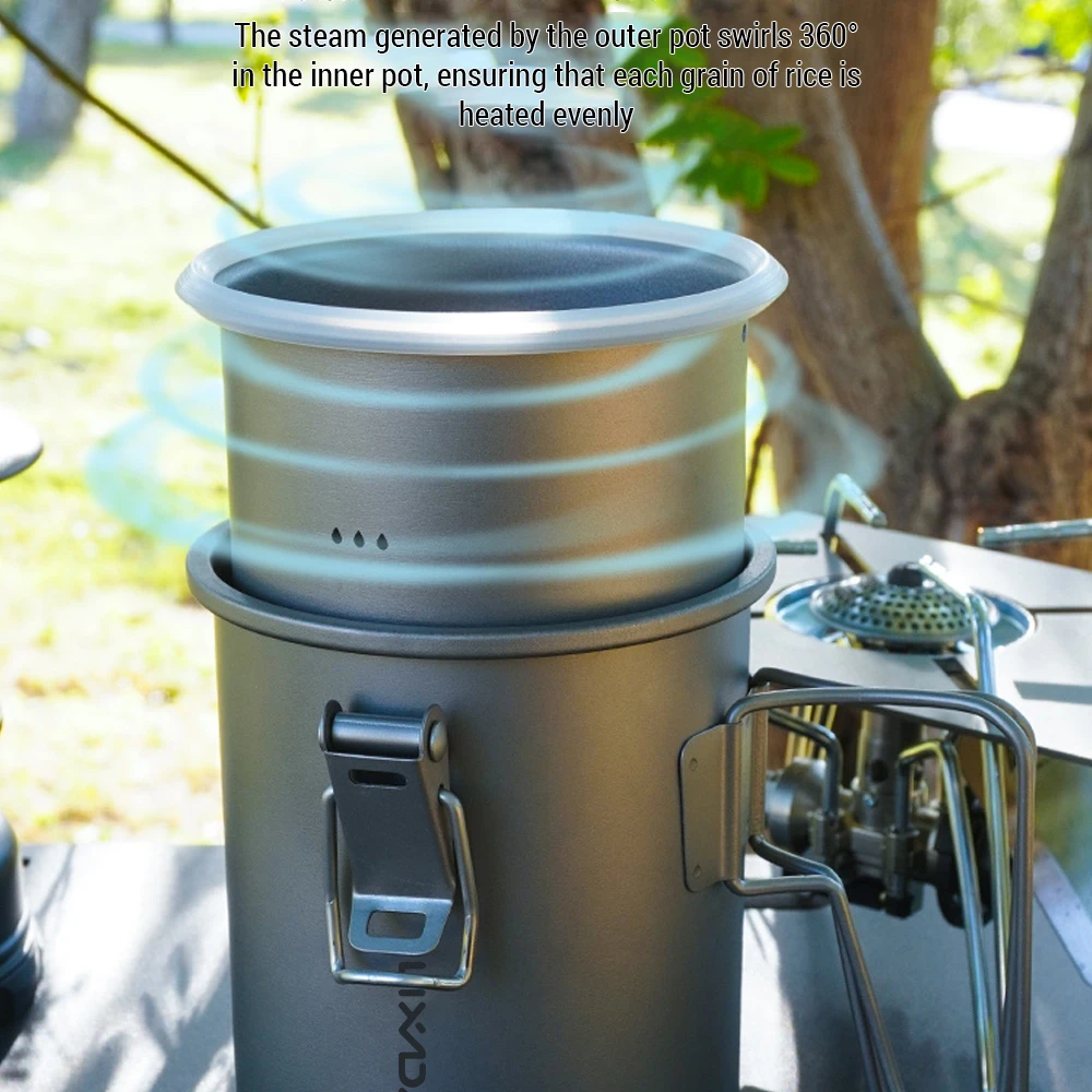 LIXADA Outdoor Camping Multifunctional Rice Cooker Set Travel Picnic Ti Cooking Pot for Outdoor Camping Hiking Picnic