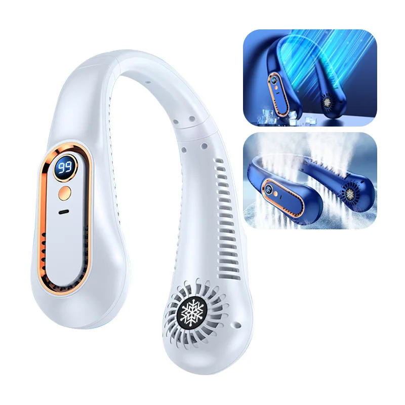 معلقة الرقبة مروحة شاشة ديجيتال الطاقة Ventilador الخالية من الشفرة حول الرقبة مروحة المحمولة مبرد الهواء الصغير USB مراوح كهربائية قابلة للشحن