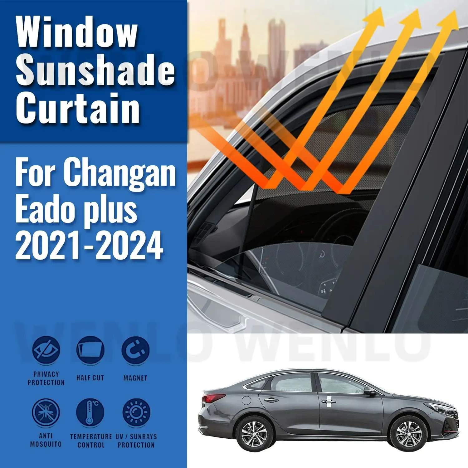 

For Changan Eado plus 2024 2023 2022 2021 Car Sunshade Shield Front Windshield Curtain Rear Side Baby Window Sun Shade Visor