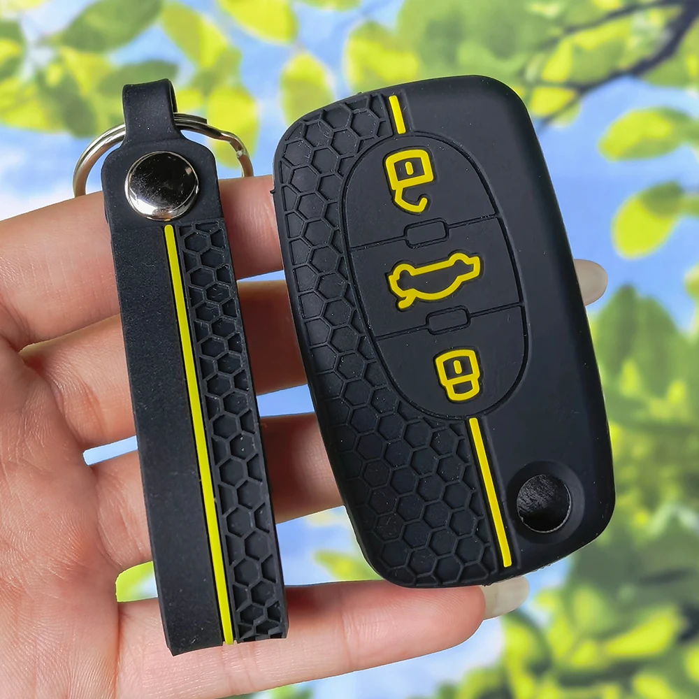 Shock‑Resistant Silicone Key Shell With KeyChain, Honeycomb Racing Detail For Audi A1 A6 C5 B6 A4 B5 TT 8N A2 A3 A6 A8 Quattro