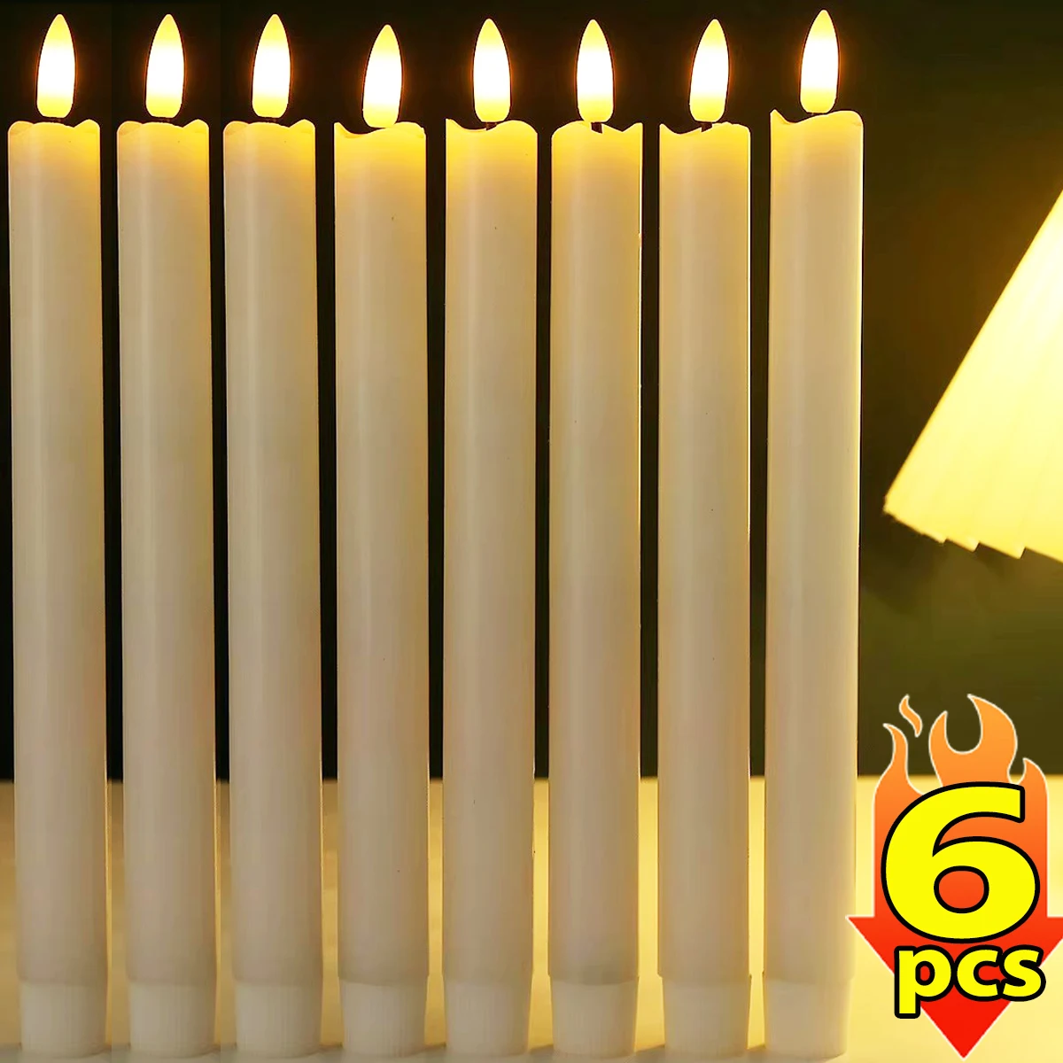 

LED Wave Mouth Candles Lights Flameless Battery Powered Long-pole Electronic Candle Wedding Festival Party DIY Decoration Supply