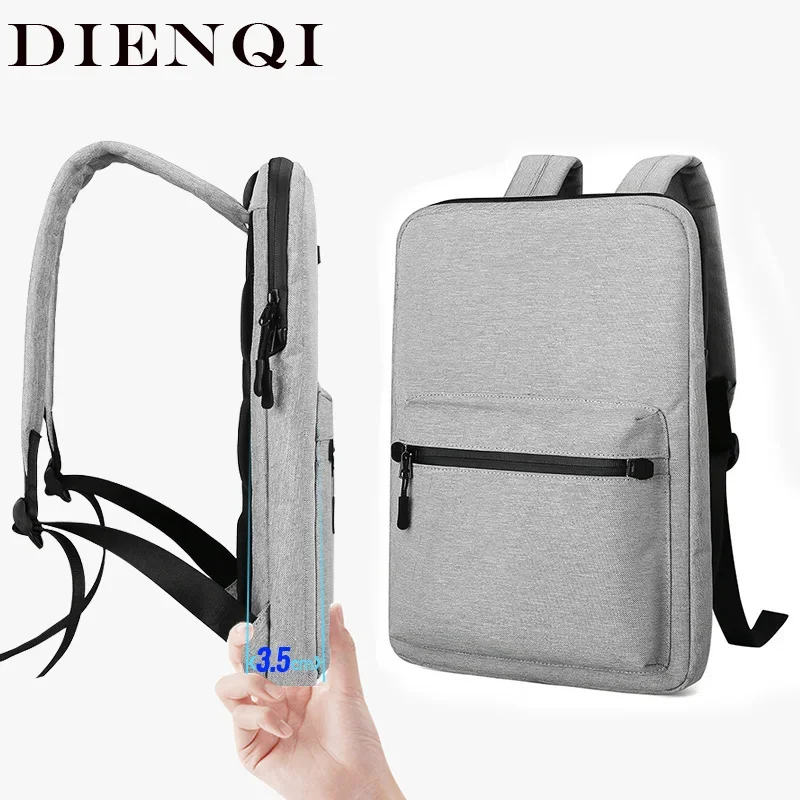 Ultra-thin Men\'s Backpack School Bag Thin 15 Inch Laptop Man Bag Women Waterproof Outdoor Business Work Small Backbag Back Pack