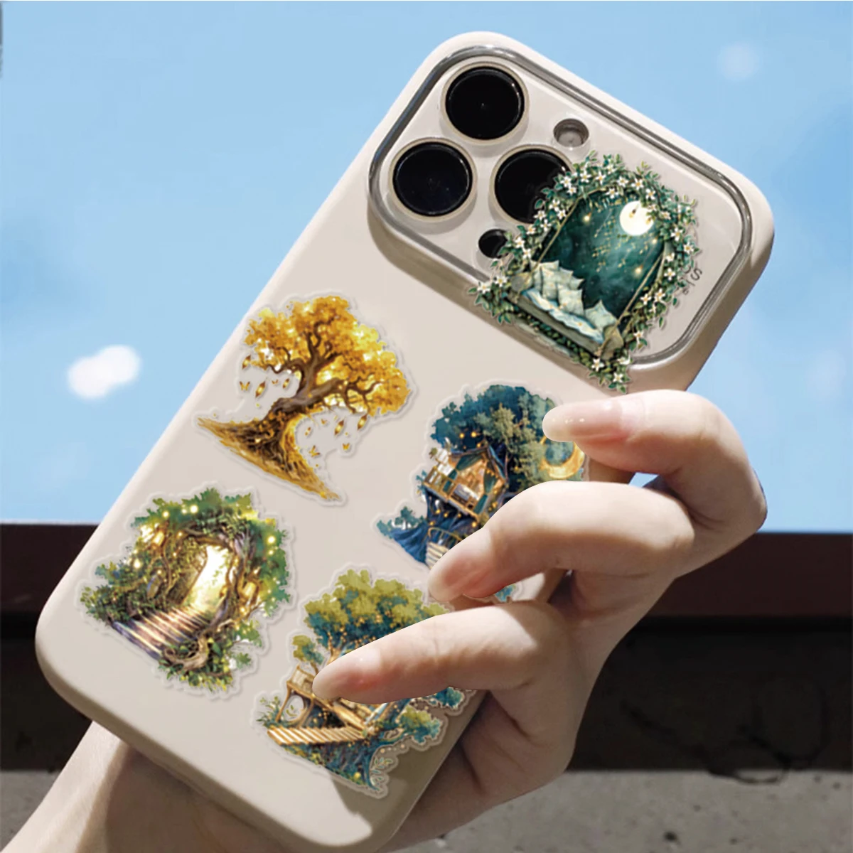 20pcs of Non-repetitive Forest Tree Pattern Stickers for Laptop Luggage Fridge Handbag Kids Sticker Toy Stationery Decals