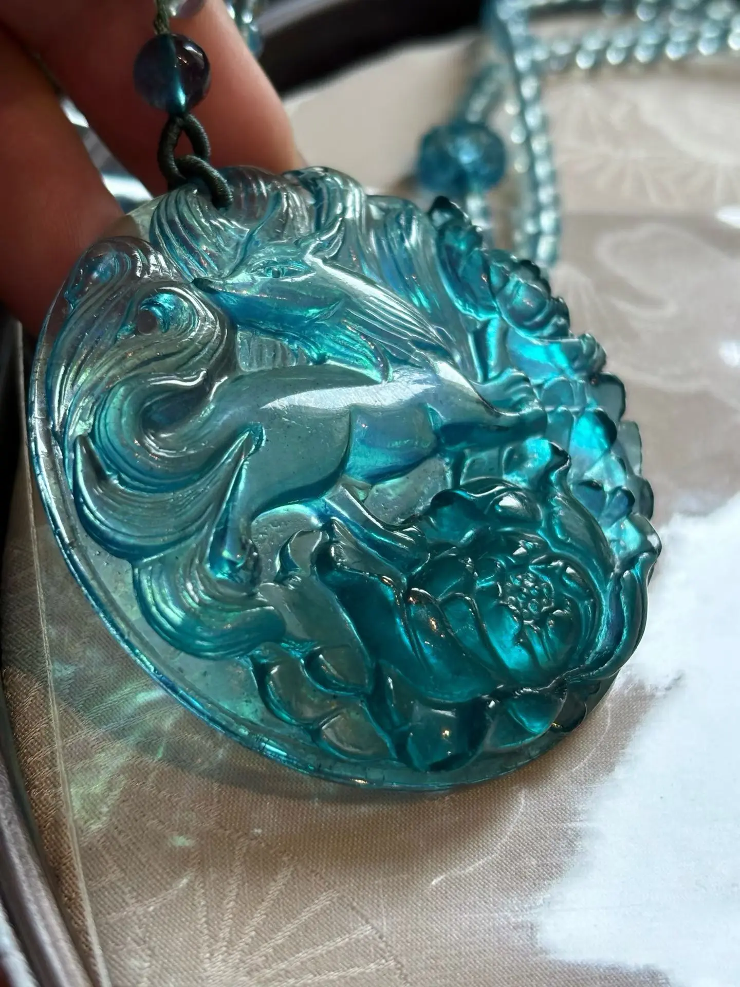 

Natural Blue Aquamarine Pendant Fox Blue Aquamarine Brazil 53x8.5mm Women Fashion Jewelry AAAAAA