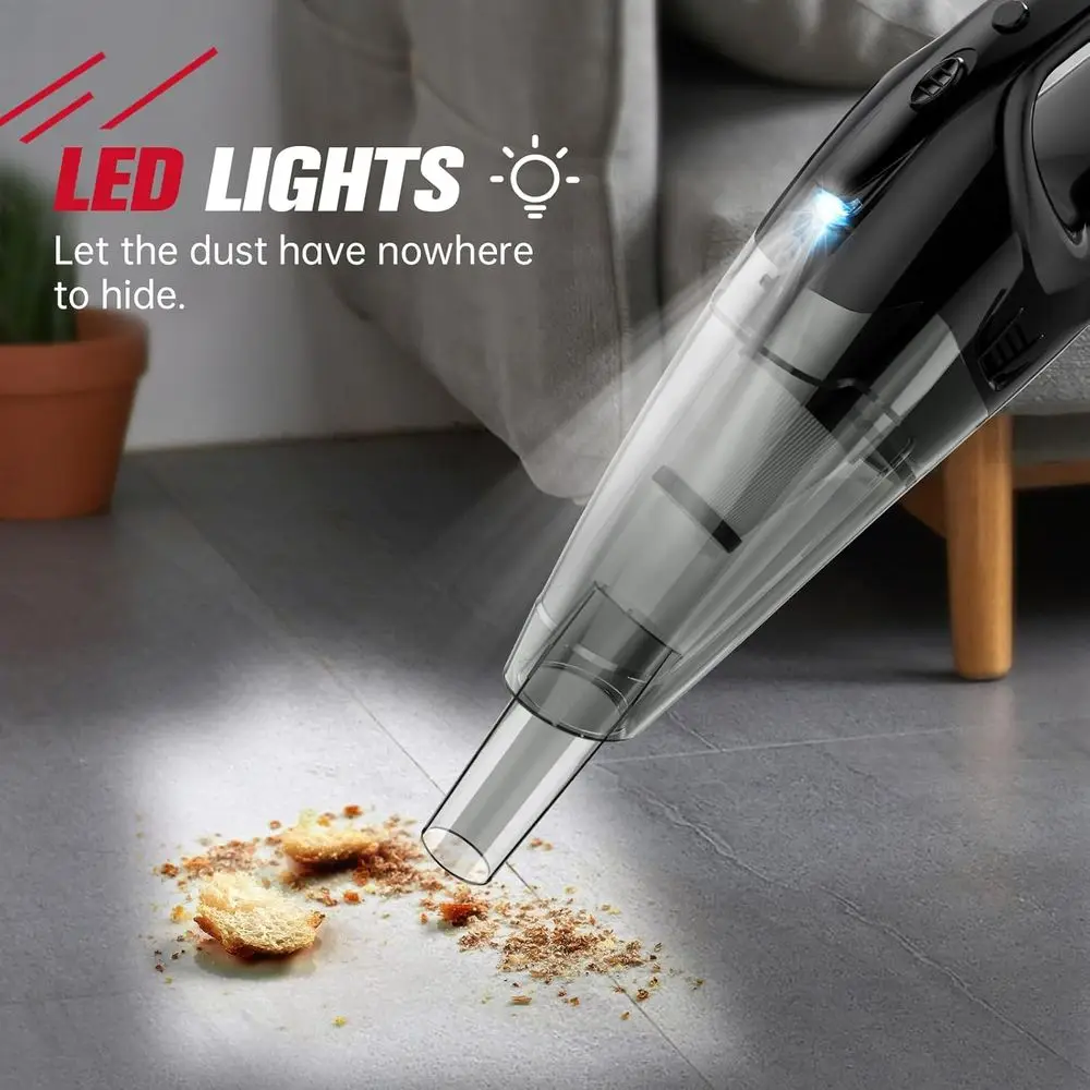 Tragbarer 3-in-1-Akku-Staubsauger mit LED-Licht, USB-Aufladung und 1,65 Pfund Gewicht für Reinigung von Haus-, Auto- und Tierhaaren