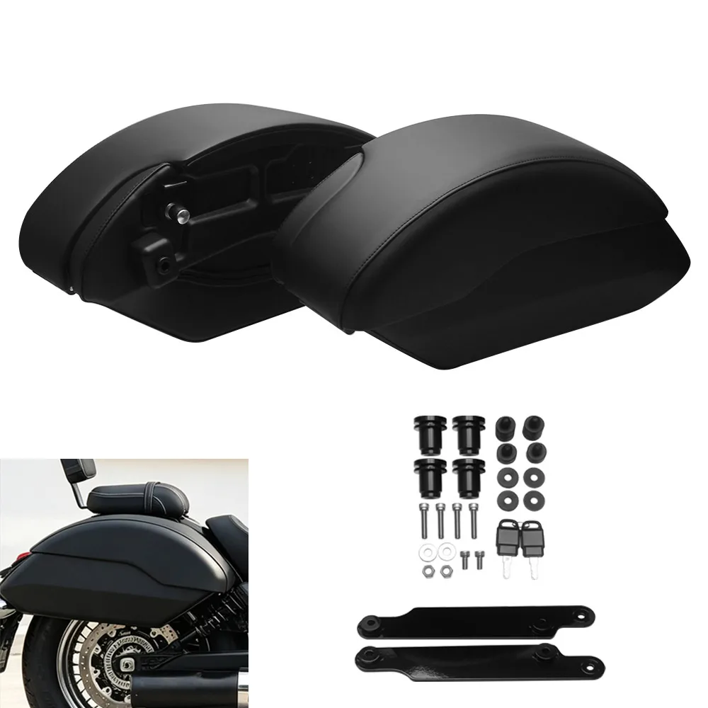 1 Pair Rear Saddlebags with saddlebag mount spools Fit For Indian Scout Bobber Limited + Tech 2025 6.4 gal (24L) Black