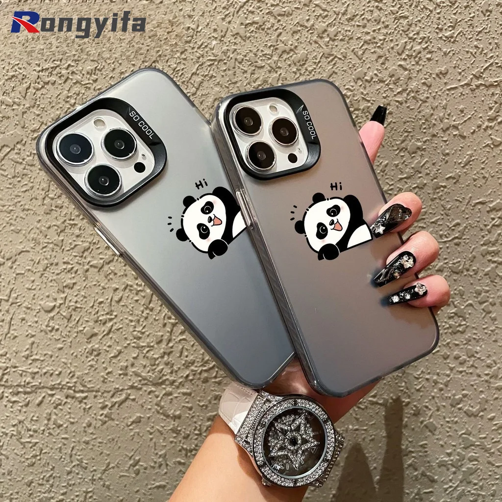 For iPhone 15 14 Plus 13 12 11 Pro Max XS Max XR X 8 7 Plus SE Phone Case Cute Panda Fubao Shockproof Matte Soft Back Cover