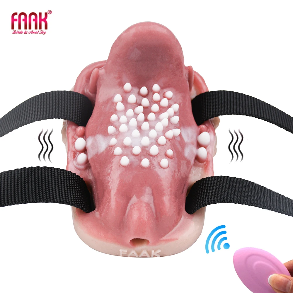 

FAAK Wireless Control Strapon Vibrating Grinder Silicone Realsitic Tongue Sex Toys Bumpy Stimulate Glan Prostate Clit Massage