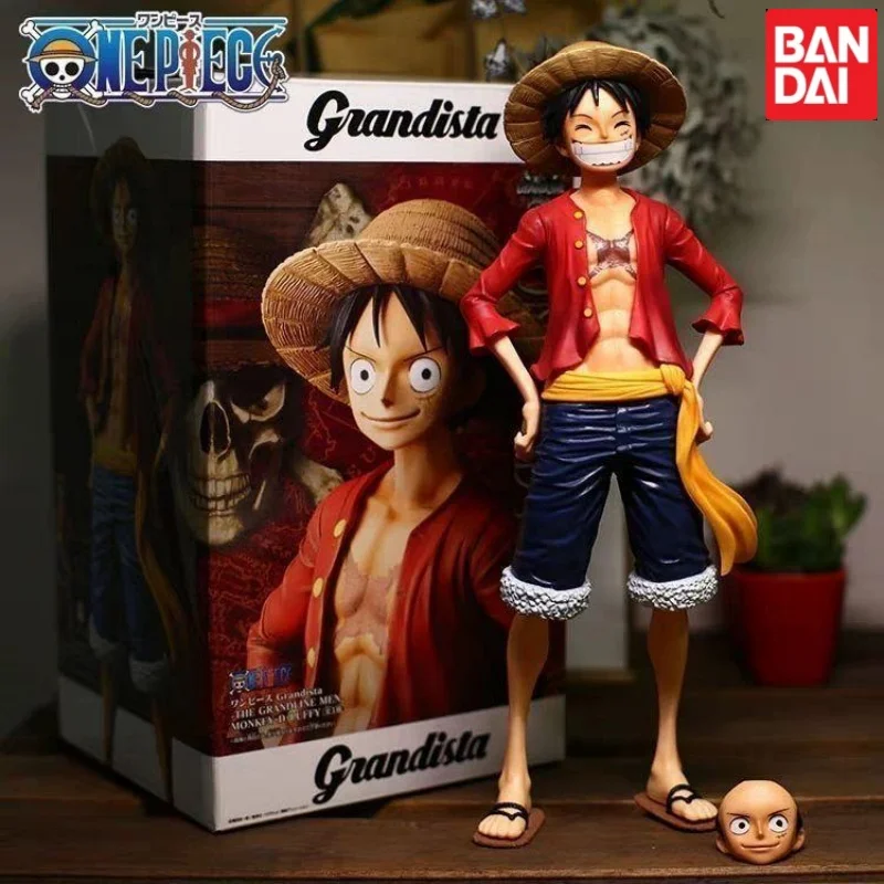 New 28cm One Piece Anime Figure Confident Smiley Luffy Two Form Face Changing Doll Action Figurine Model Toy Kits Holiday Gift