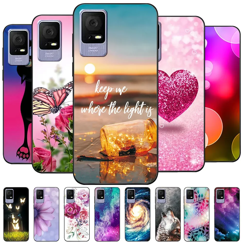 Case For TCL 405 406 408 Coque TCL T506D TPU Soft Silicone Funda Phone Case For TCL 405 Capa Floral  Marble Cover Bumper Shell