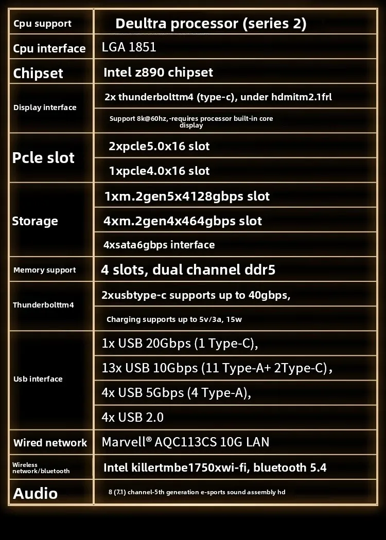 Placa principal ATX de desktop Z890 ACE Ares para suporte CPU 285K/265K/265KF