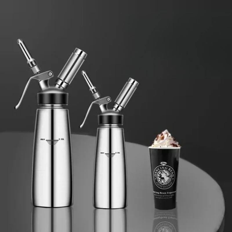 Stainless Steel Cream Foamer Cold Brew Coffee Milk Tea Decorated Siphon Bottle Commercial Milk Beater Snow Top
