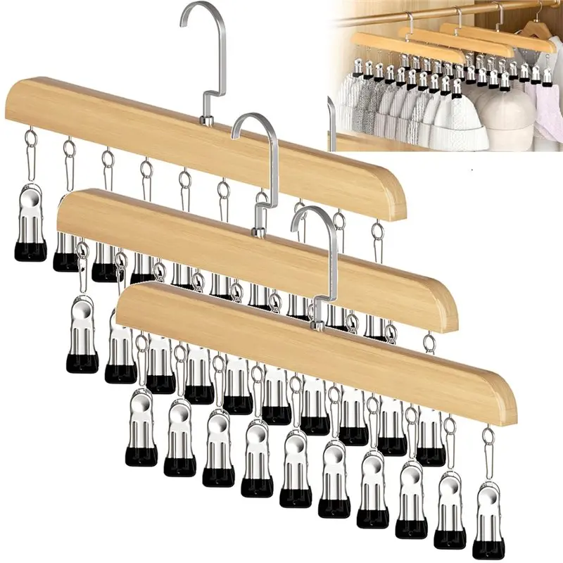 

Трендовый подвесной органайзер 2025 года с 10 металлическими зажимами - 3 шт. для экономии места в шкафу, вращение на 360° ° Набор вращающихся органайзеров