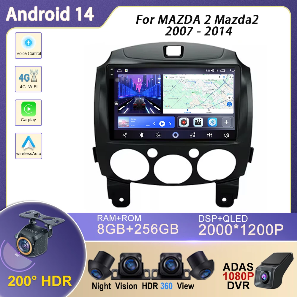 

Car Android Radio Multimedia Player For MAZDA 2 Mazda2 2007 2008 2009 2010 2011 2012 2013 2014 GPS Navi 2din 2 din Autoradio