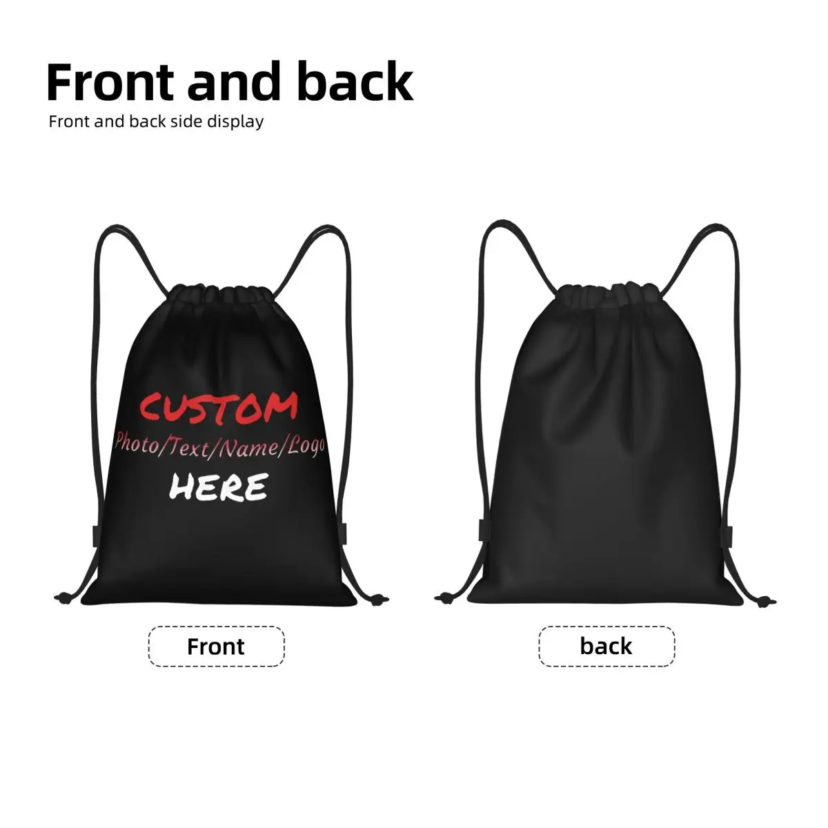 Personalized Custom Fit Drawstring Bags Men Portable Gym Sports Sackpack With Your Customized Image Name Text Shopping Backpacks
