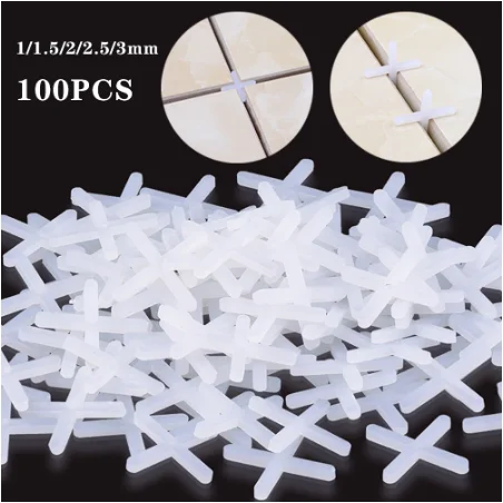 100PCS 1/1.5/2/2.5/3mm Tile Leveling Spacer Locator Cross Tool Tile Leveler Wall Floor Tiles Leveling System Construction Tools