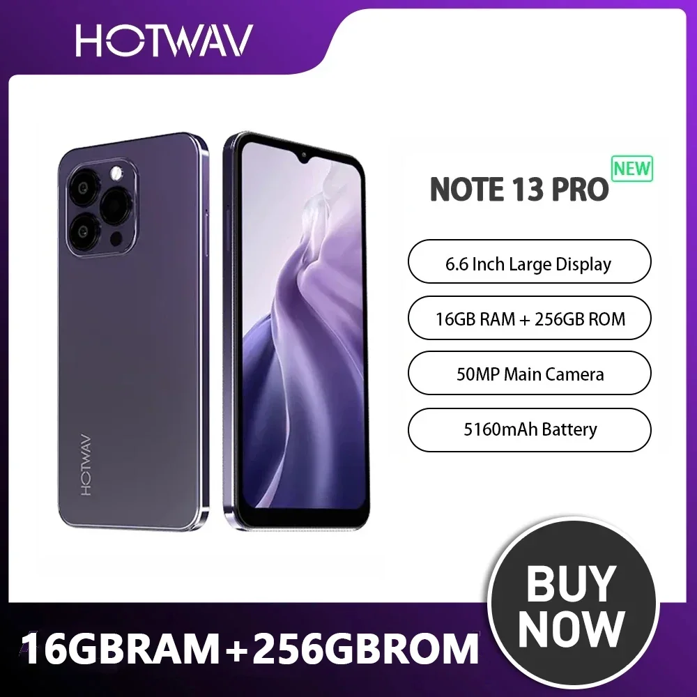 Hotwav-nota 13 Pro Smartphone Celular 66 hd 90hz 16gb Mais 256gb Câmera 50mp ai 5160mah 18w Carregamento Rápido Celular Nfc