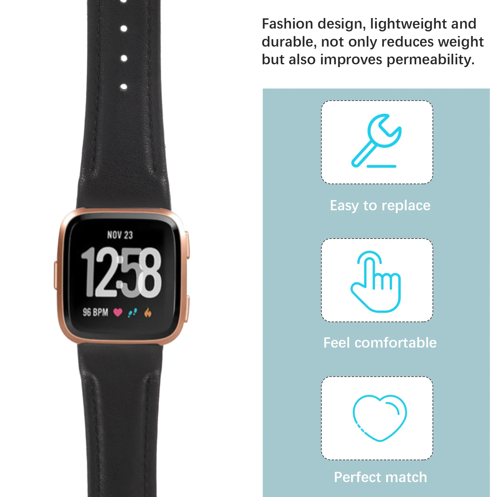 

Watch Strap for Smart Watch Band Comfortable Adjustable Sturdy Compression Moulded Band for Sports Travel Birthday