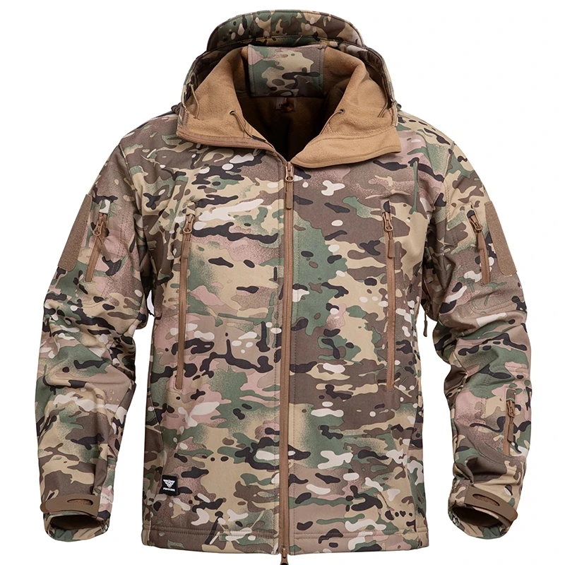 

Winter Jacket For Men Outdoor Waterproof Soft Shell Fleece Linner Jacket Coat Hiking Hunting Combat Thermal Hooded Camo Outwears